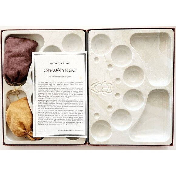 1962 Oh Wah Ree Mancala Style Pit and Stones Game 3M Vintage Complete GstRm - Picture 3 of 8